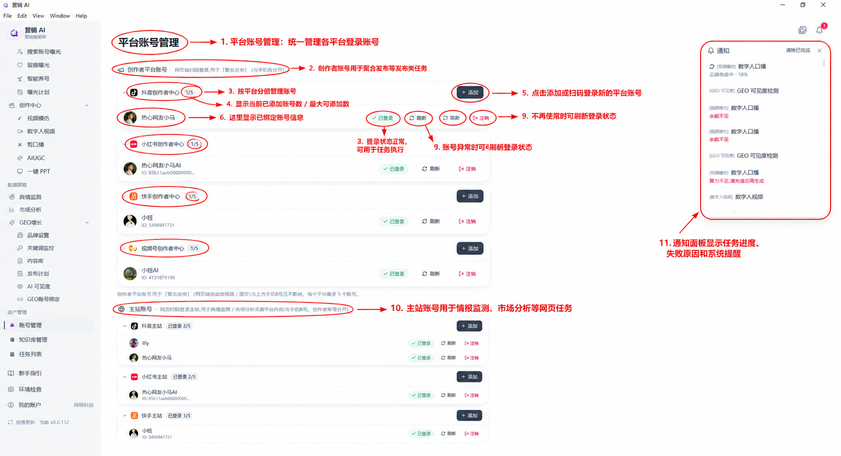 è¥é³AIæºè½ä½ Â· å¹³å°è´¦å·ç®¡ççé¢